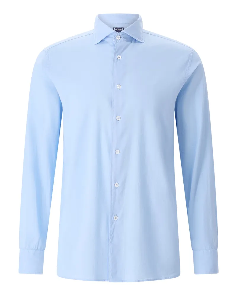 Fedeli Hemd aus Baumwolle Hellblau