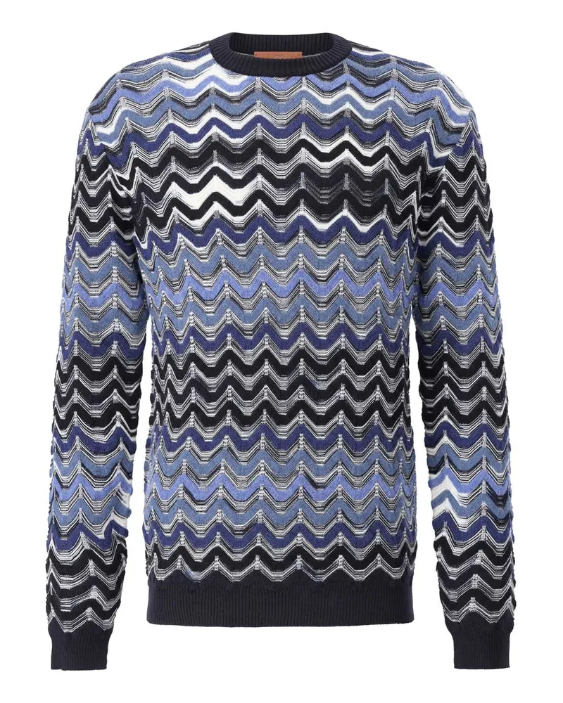 Missoni Wollpullover im Zick-Zack-Design Blau