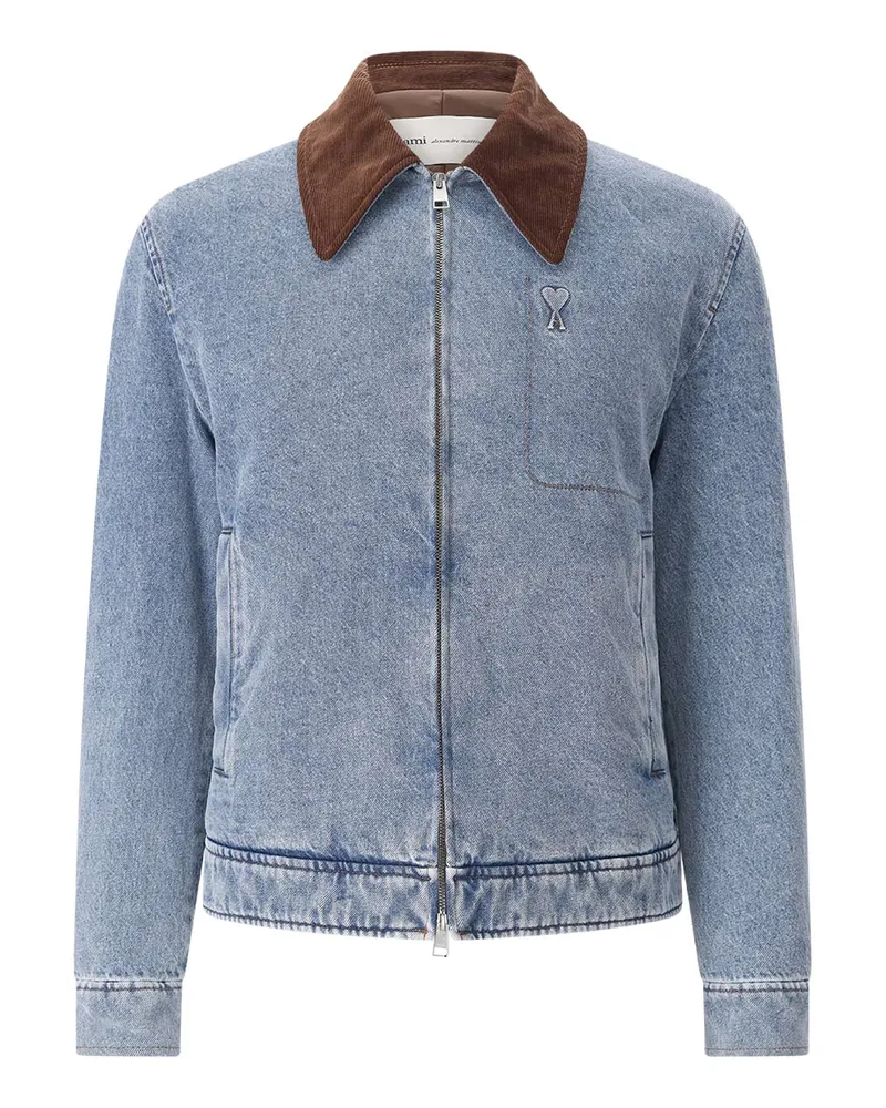 AMI Paris Overshirt aus Baumwolle Hellblau