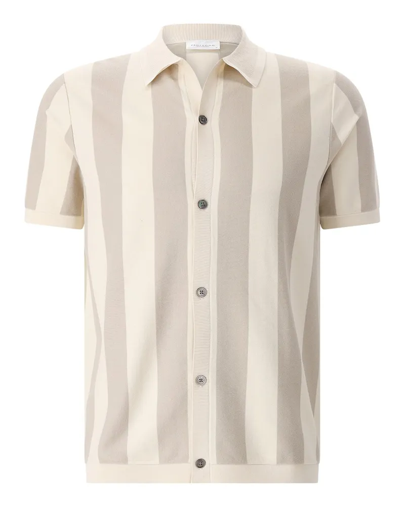 Profuomo Kurzarmhemd aus Baumwolle & Seide Beige