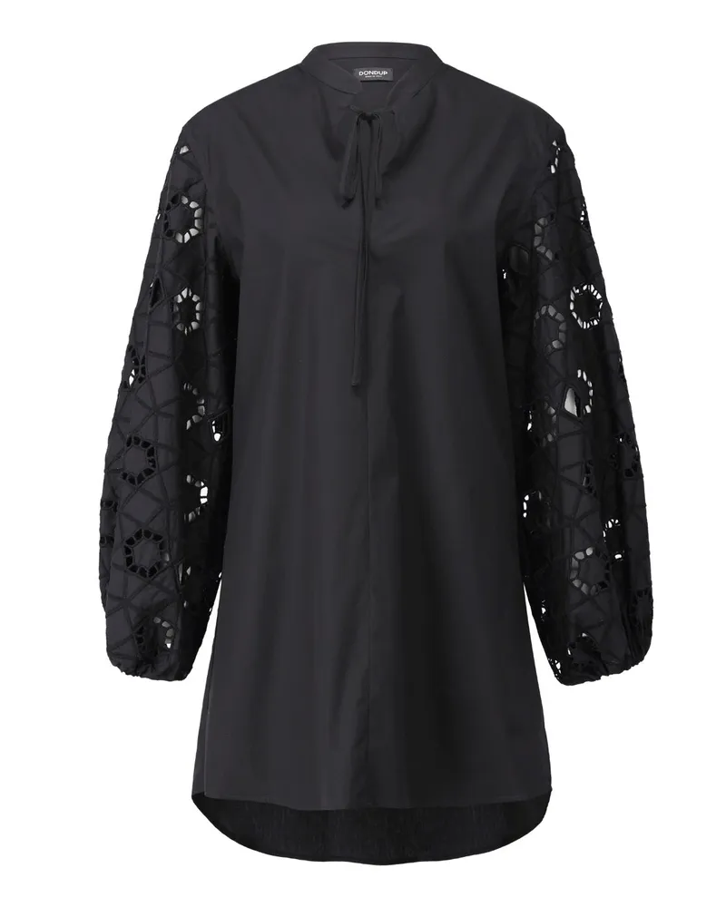 Dondup Blusenkleid mit Lochstickerei Schwarz