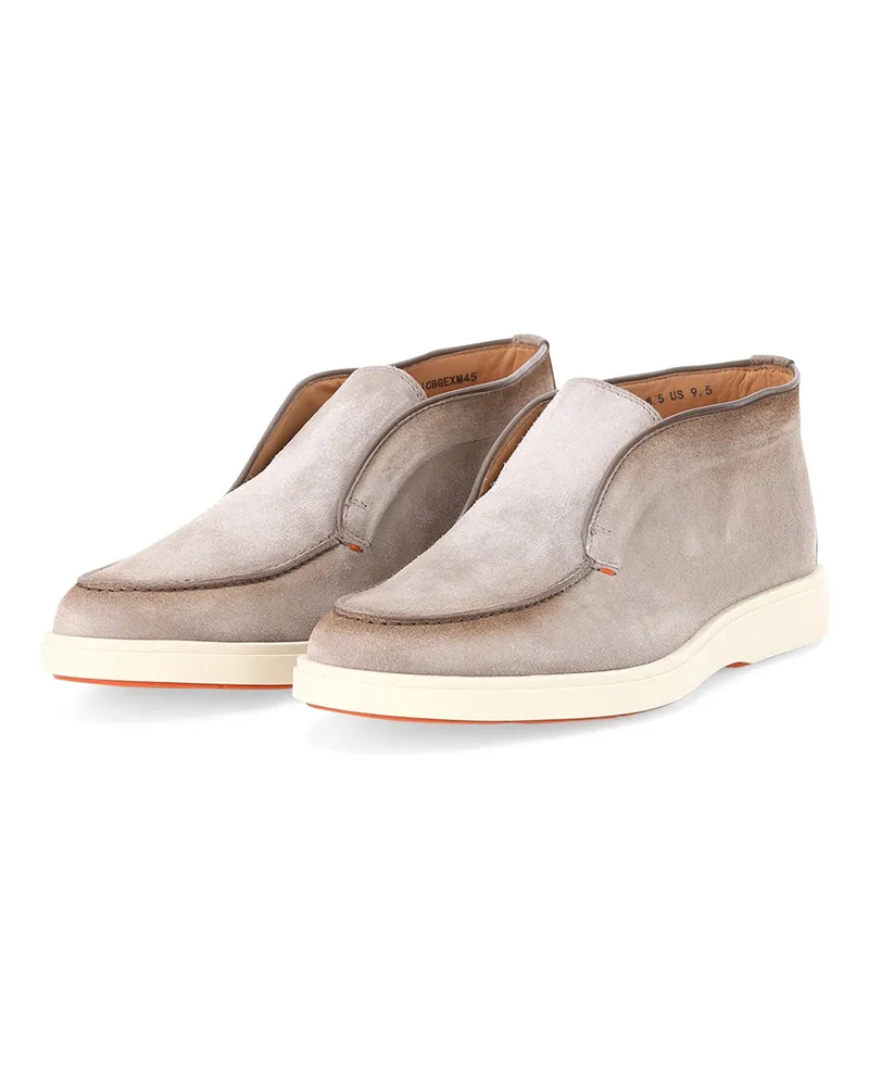 Santoni Mokassins aus Veloursleder Grau