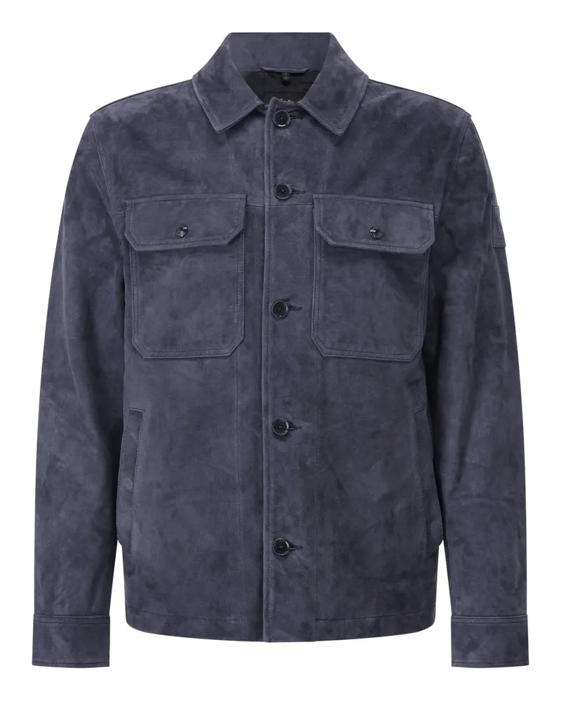 Belstaff Overshirt Waypoint aus Veloursleder Dunkelblau