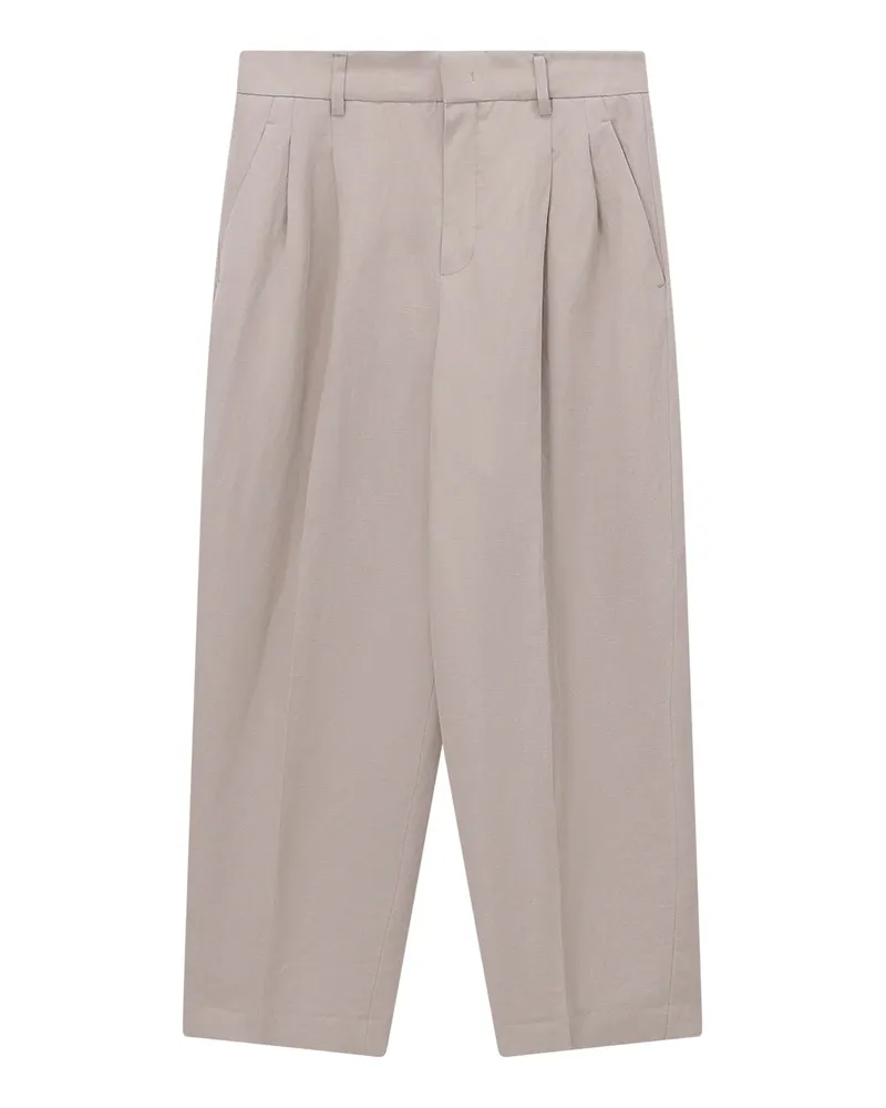 Rossi Cropped Stoffhose Noa mit Leinen Braun