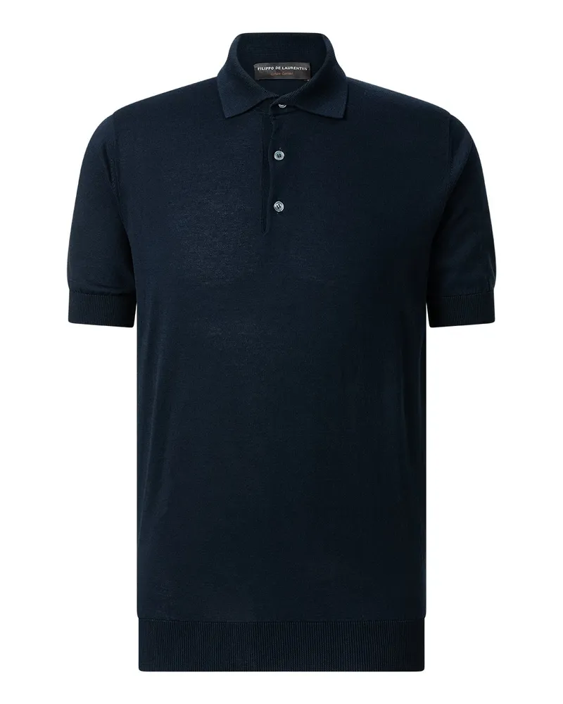 Filippo de Laurentiis Poloshirt aus Crêpe-Baumwolle Navy