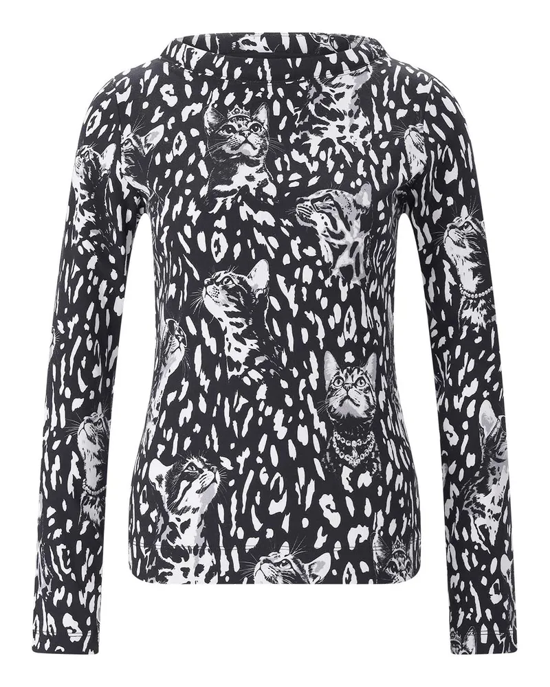 Marc Cain Langarmshirt aus Baumwoll-Mix Schwarz