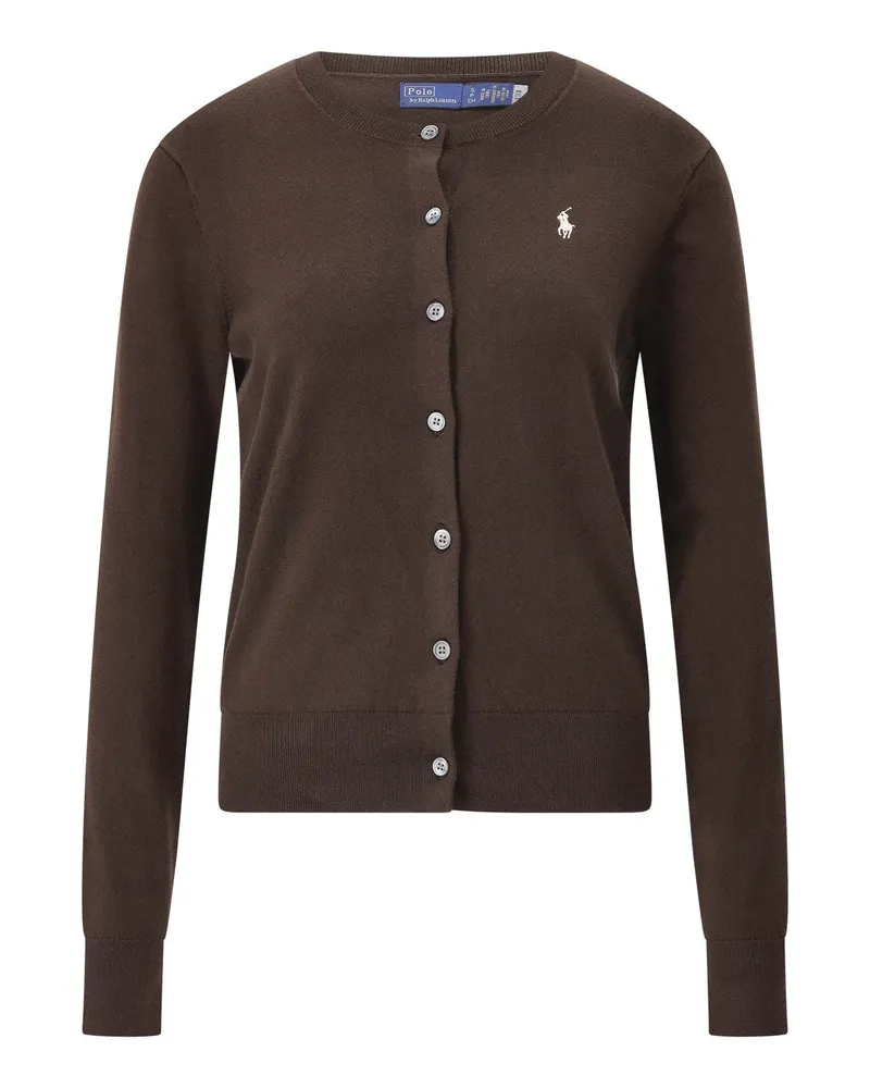 Ralph Lauren Strickjacke mit Logo Dunkelbraun