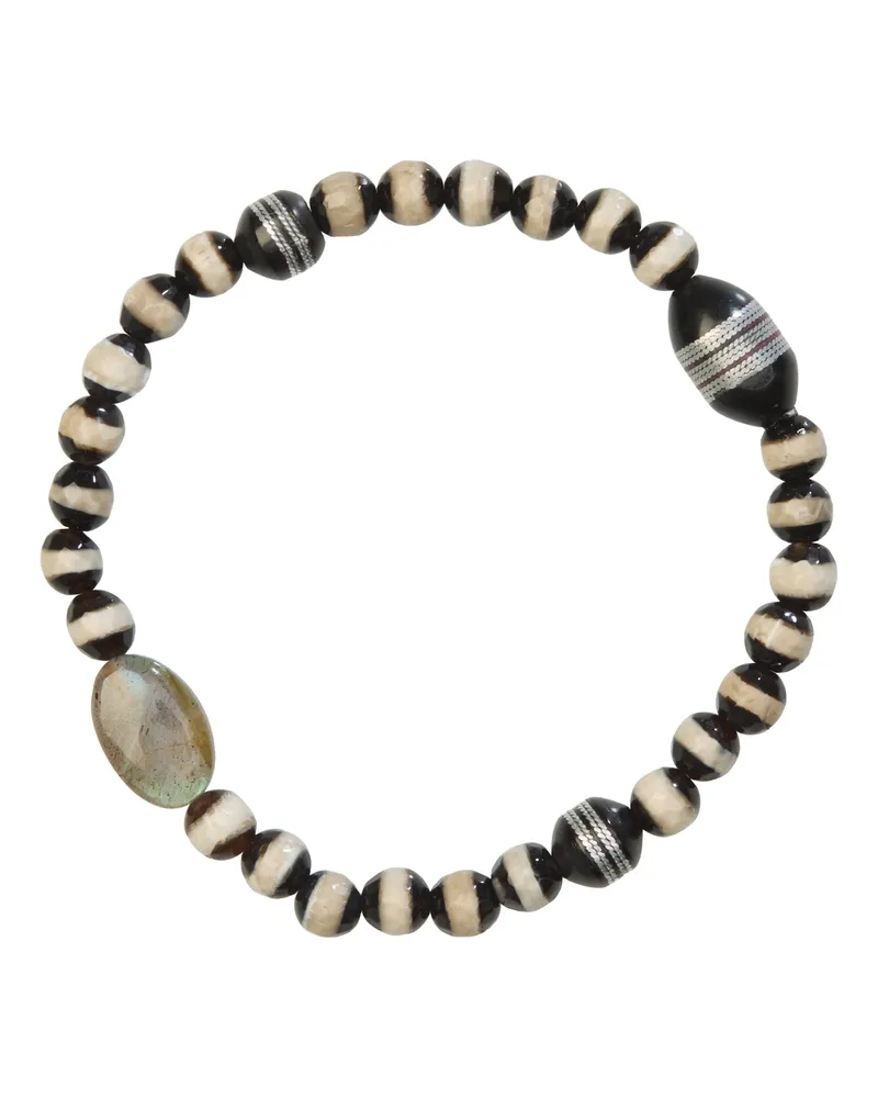 Ileana Makri Armband aus Achat-Perlen Schwarz