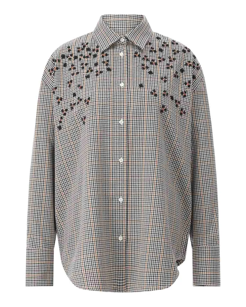 MSGM Karierte Hemdbluse mit Schmuckdetails Braun