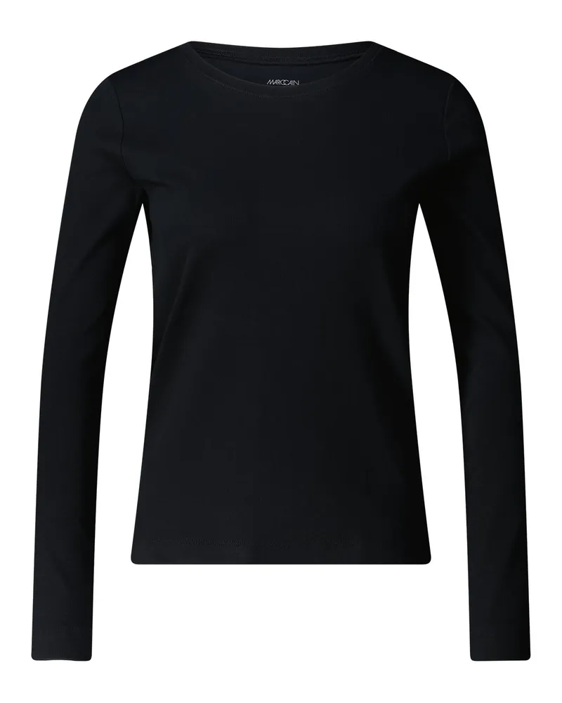 Marc Cain Langarmshirt aus Baumwoll-Mix Schwarz