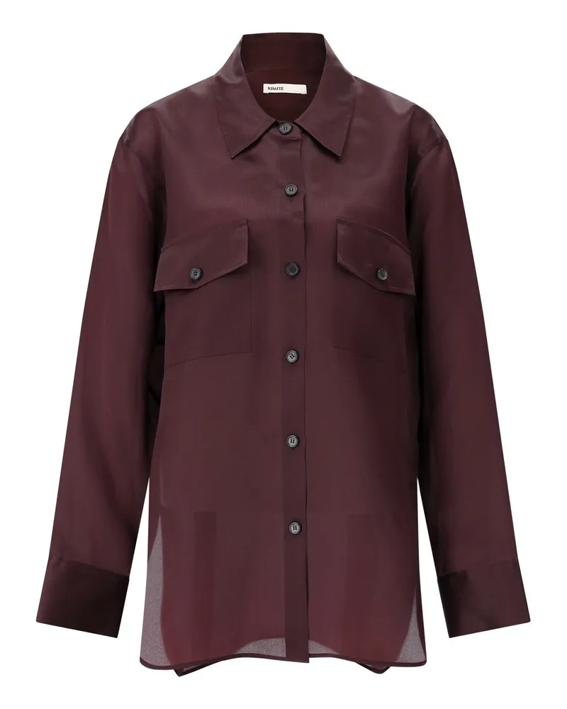 KHAITE Oversize-Hemdbluse Matteo aus Seide Dunkelrot
