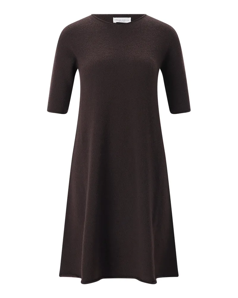 Roberto Collina Midikleid aus Kaschmir-Mix Dunkelbraun