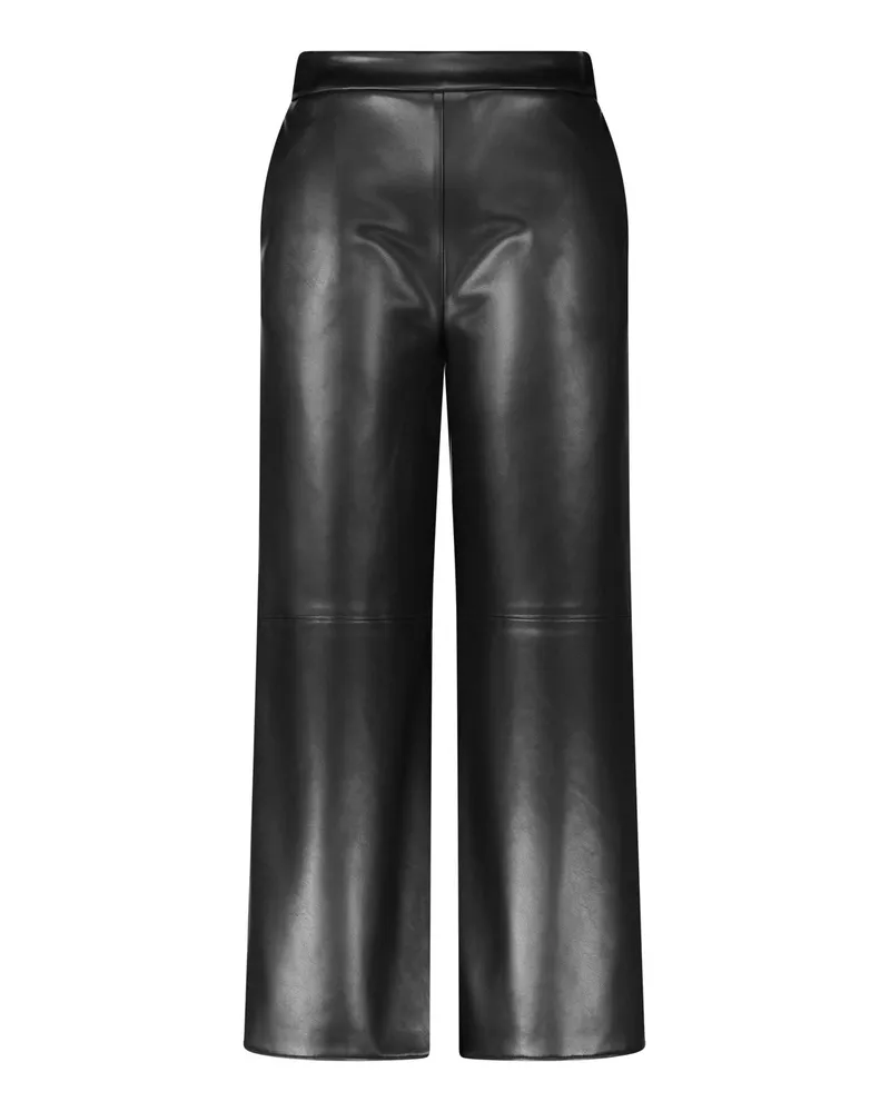 Max Mara Weite Hose Amati aus Lederimitat Schwarz