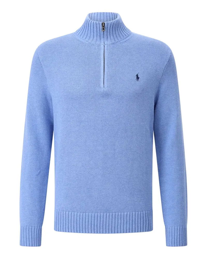 Ralph Lauren Baumwollpullover mit Reißverschluss Hellblau