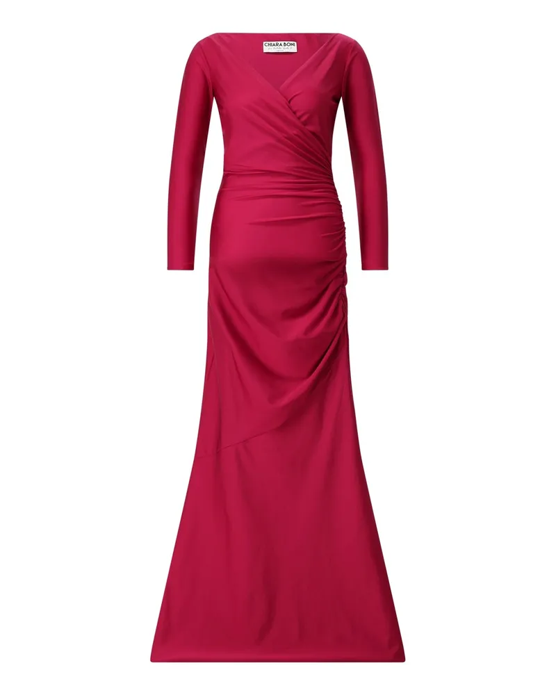 Chiara Boni Langes Abendkleid Honui in Wickeloptik Rot