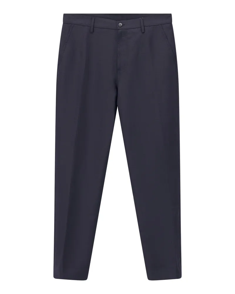 Canali Regular-Fit Hose aus Wolle und Leinen Navy