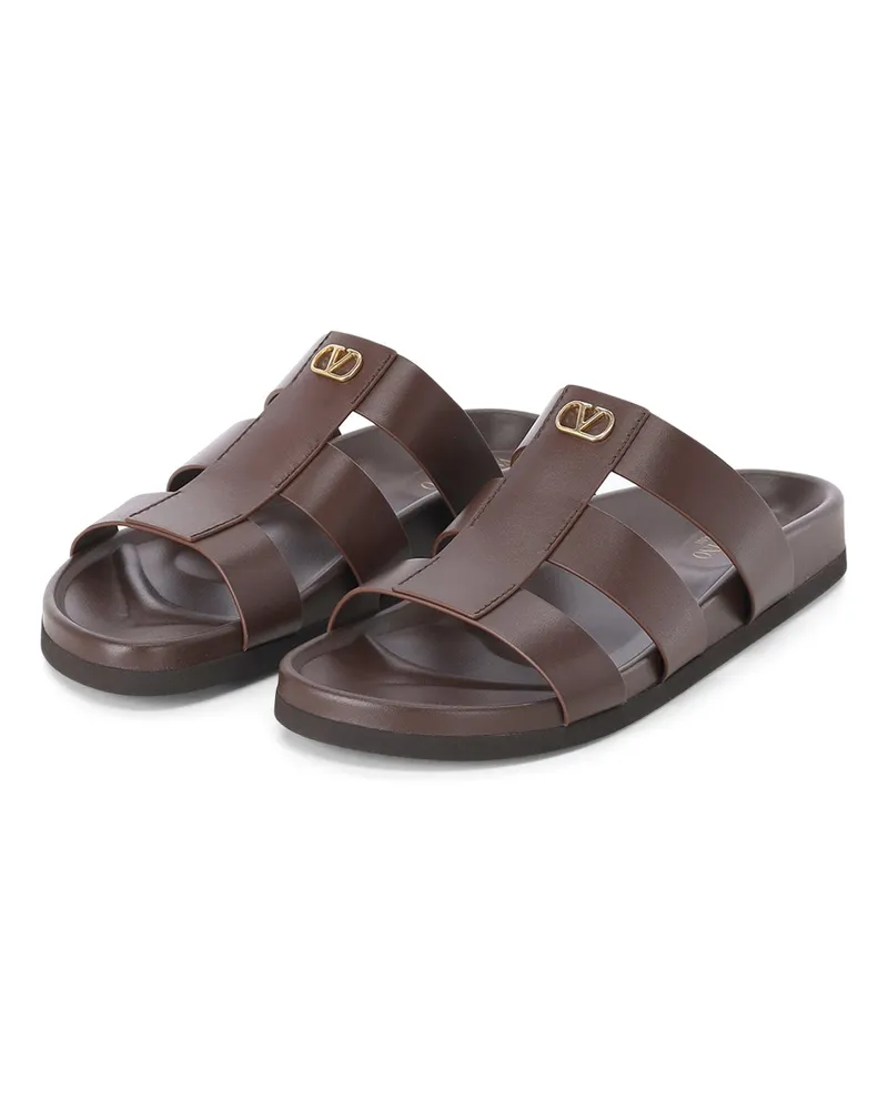 Valentino Garavani Pantoletten mit Logo Braun