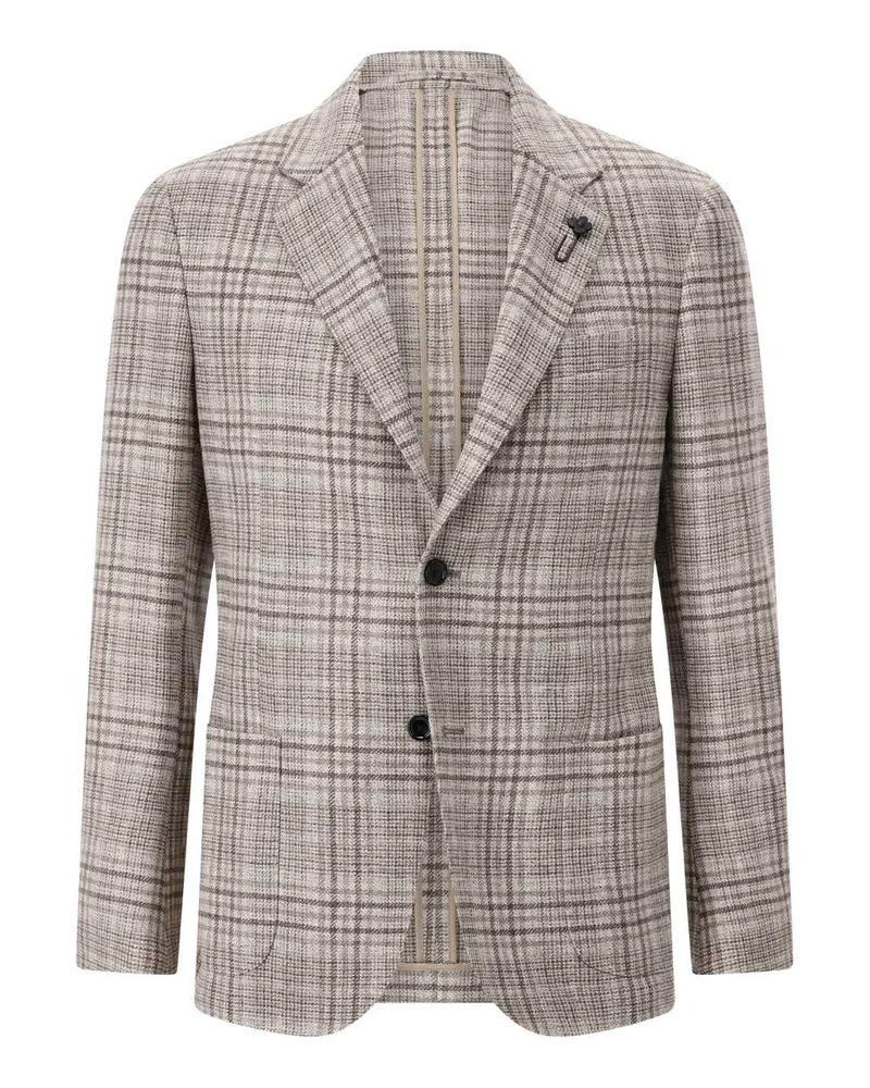 LARDINI Kariertes Sakko Beige