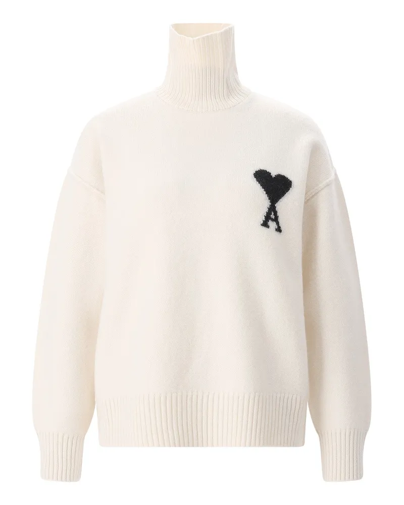 AMI Paris Pullover aus Schurwolle Creme