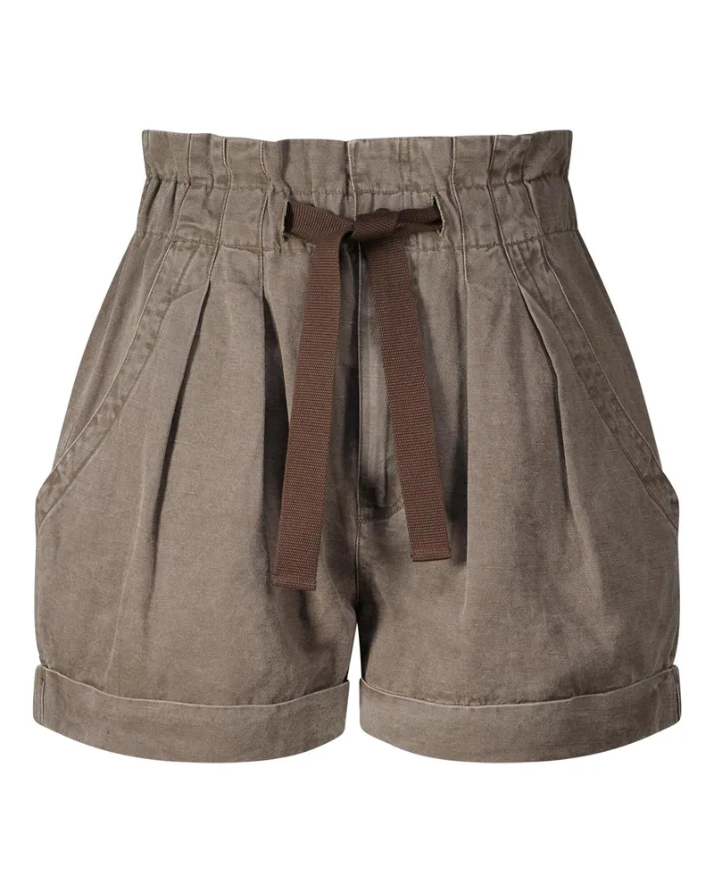 Isabel Marant Shorts Nirma aus Baumwolle & Leinen Dunkelgrün