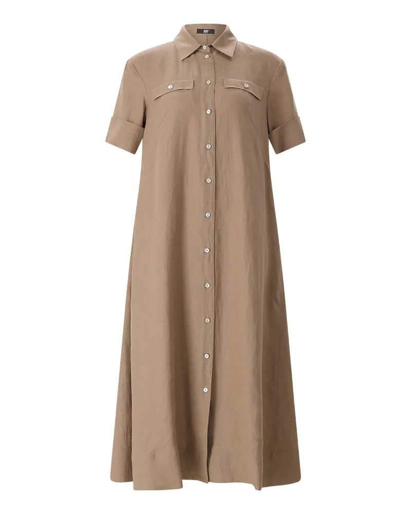 Riani Midikleid aus Leinen Braun