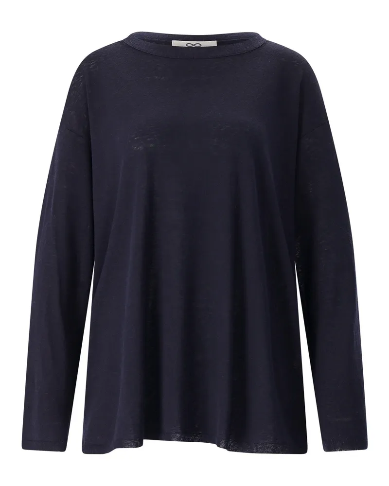 SMINFINITY Longsleeve aus Seide & Leinen Dunkelblau