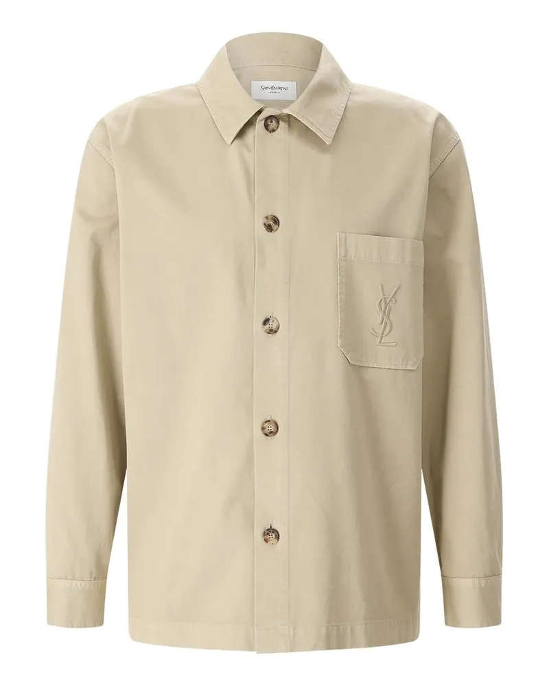 Saint Laurent Hemdjacke mit Logo Beige