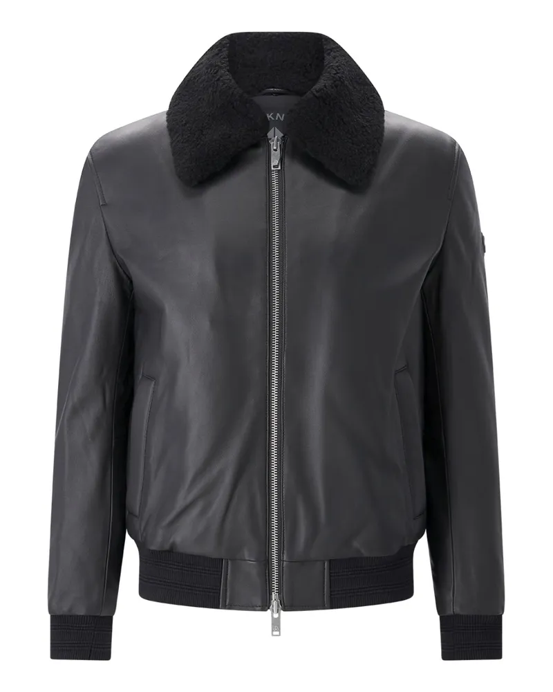 Moose Knuckles Lederjacke Toba Schwarz