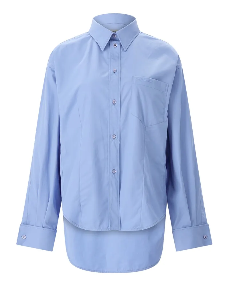 Balenciaga Hemdbluse aus Baumwollpopeline Blau