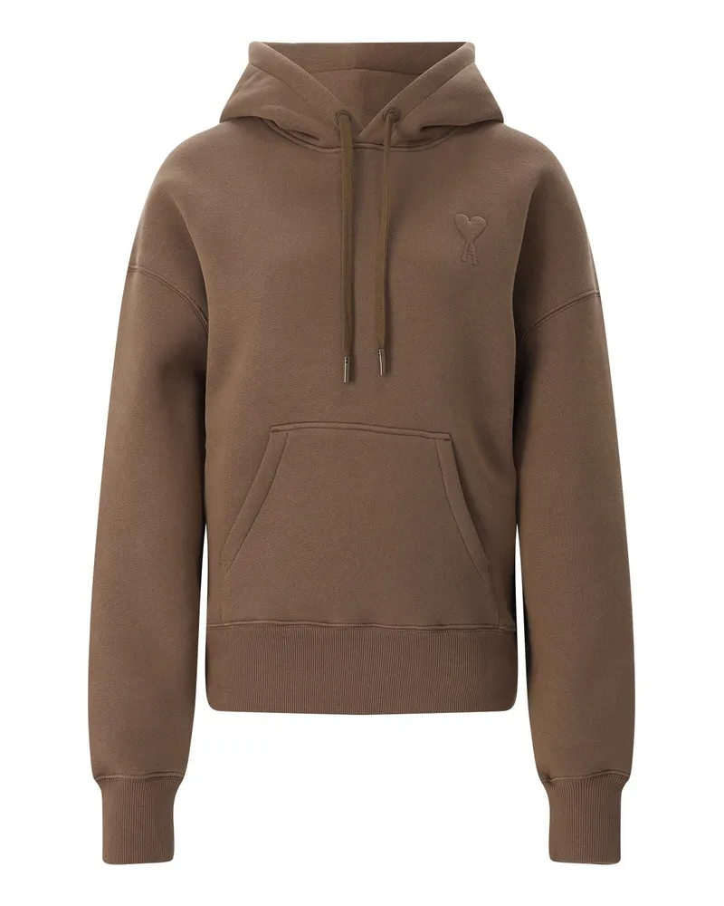 AMI Paris Hoodie mit Logo Braun