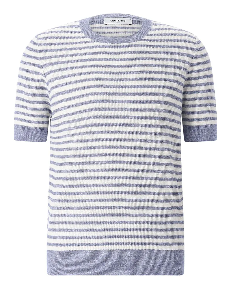 Gran Sasso Gestreiftes T-Shirt aus Leinenmix Blau