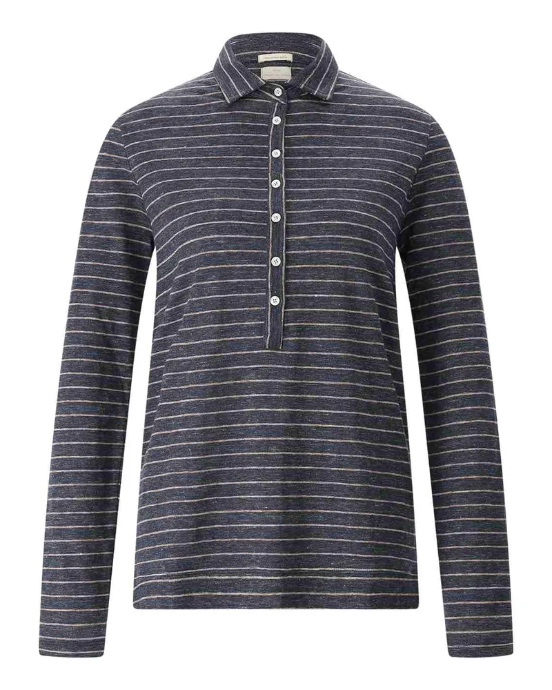 Massimo Alba Gestreiftes Poloshirt Creta Dunkelblau