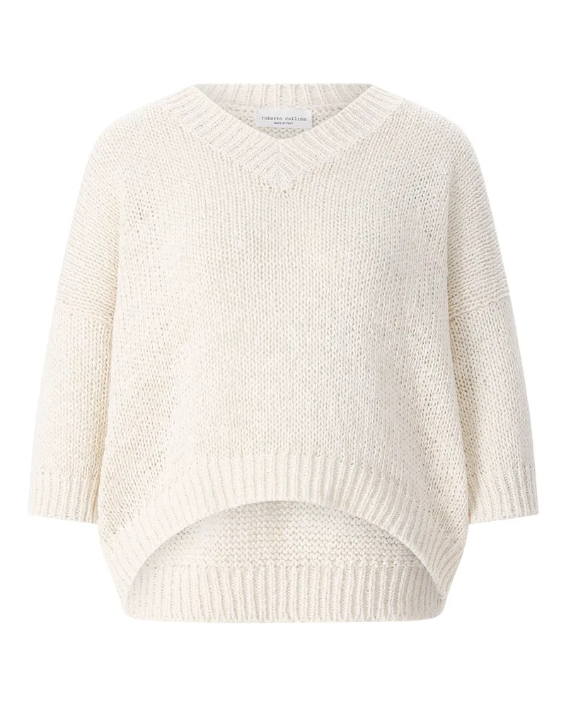 Roberto Collina Kurzarmpullover aus Baumwollmix Creme