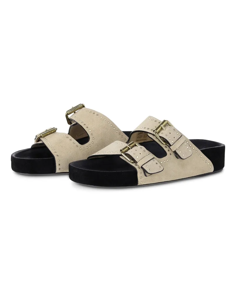 Isabel Marant Pantoletten Lennyo mit goldenen Details Beige