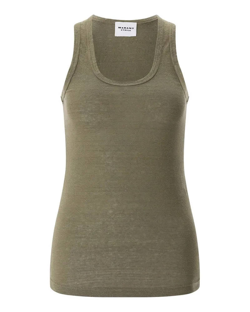 Isabel Marant Top Thea aus Leinen Dunkelgrün