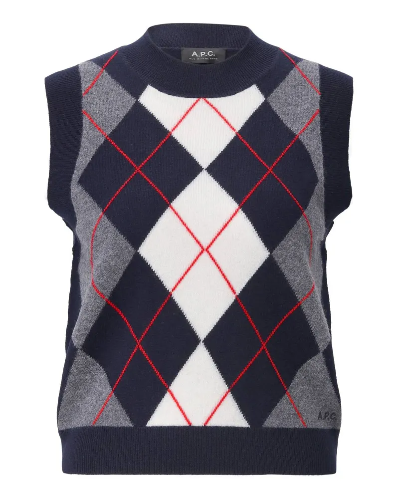 A.P.C. Pullunder Pia mit Argylmuster Dunkelblau