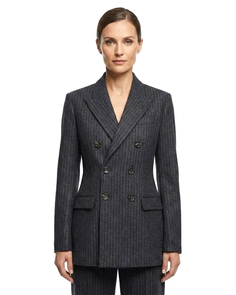 AMI Paris Doppelreihiger Blazer aus Wolle Grau