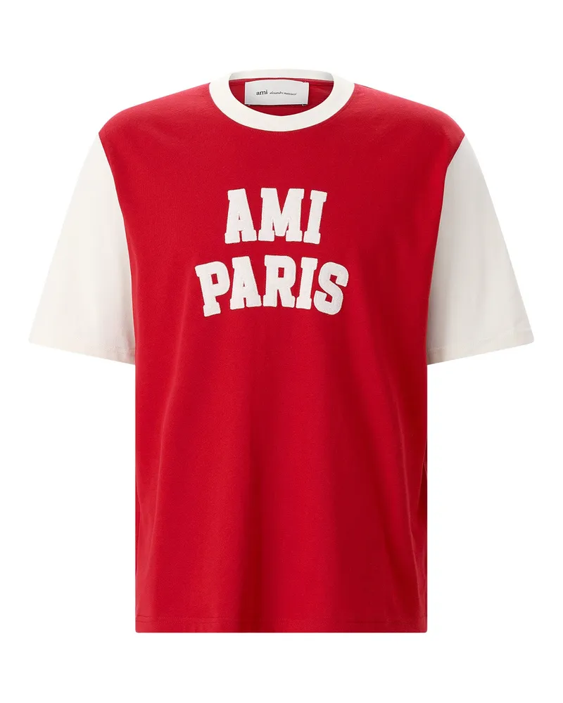 AMI Paris T-Shirt aus Baumwolle Rot