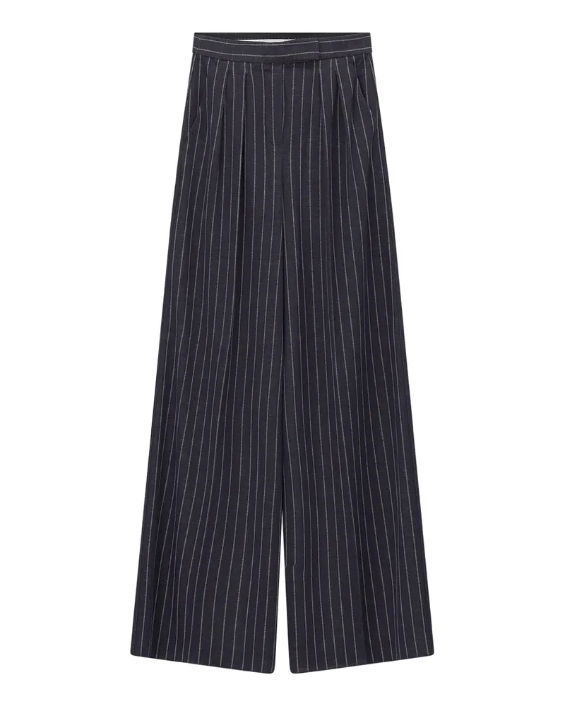 Max Mara Gestreifte Stoffhose Rio Navy