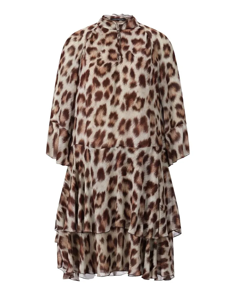 Luisa Cerano Kleid mit Animalprint Braun