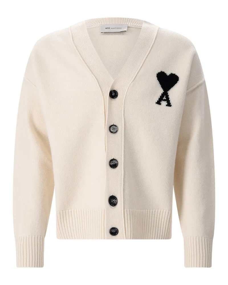 AMI Paris Strickjacke aus Wolle Creme