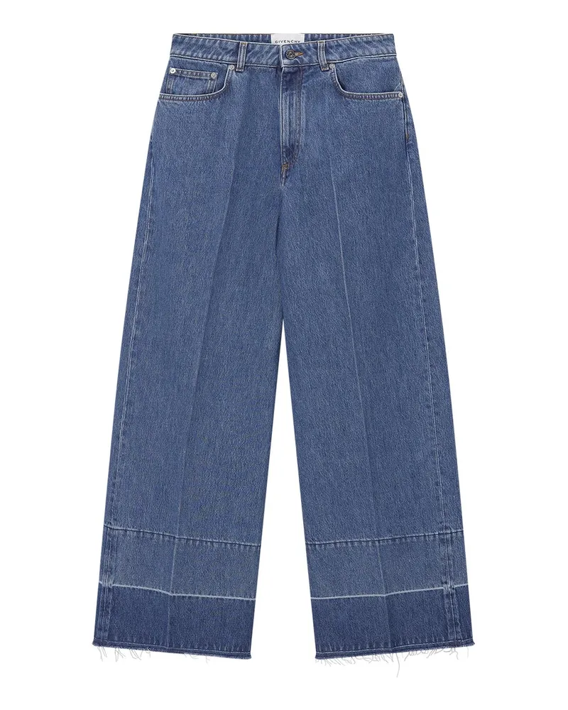 Givenchy Wide-Leg Jeans mit Fransen Blau