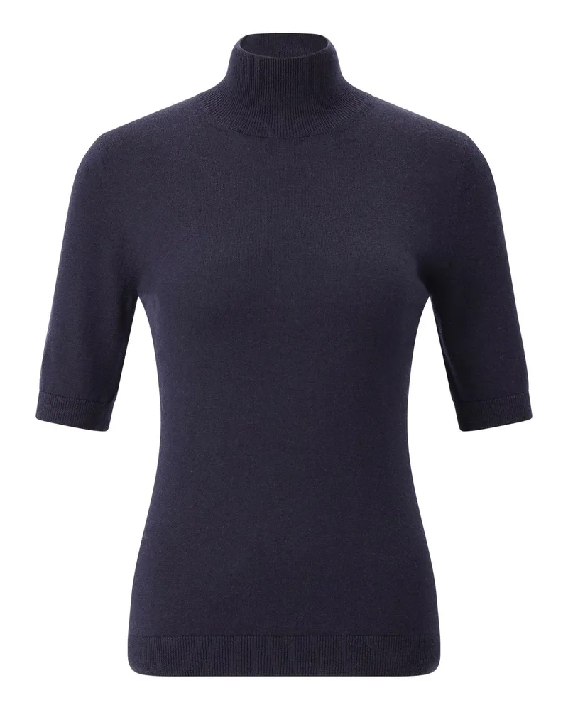 Max Mara Kurzarmpullover Cantone aus Wolle Dunkelblau