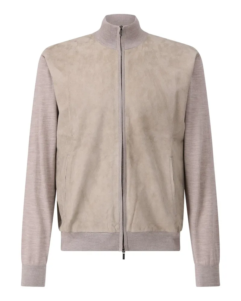 Maurizio Baldassari Strickjacke mit Veloursleder Grau