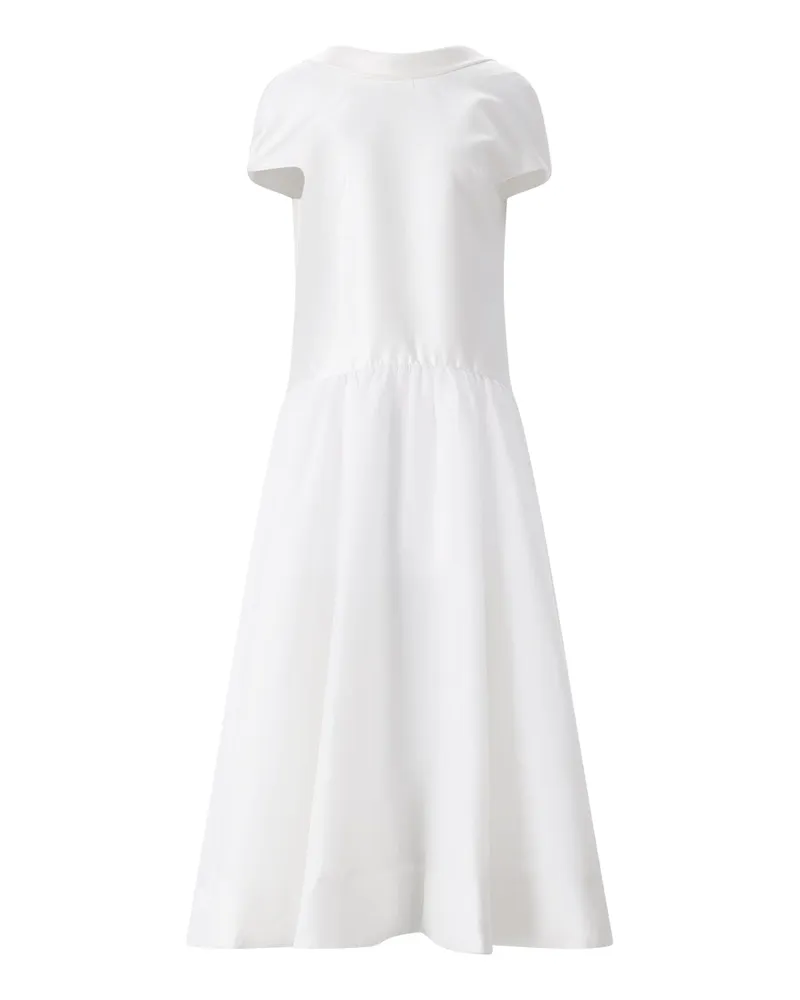 Self-Portrait Maxikleid im Material-Mix Weiß