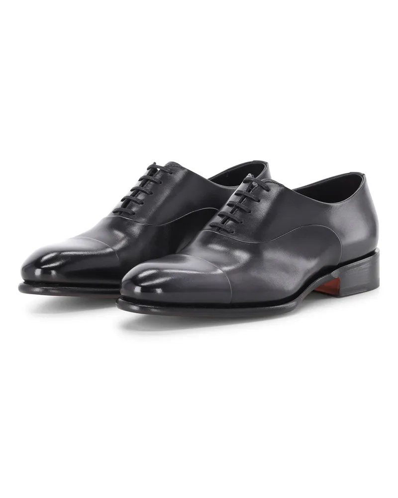 Santoni Schnürschuh aus Leder Dunkelgrau