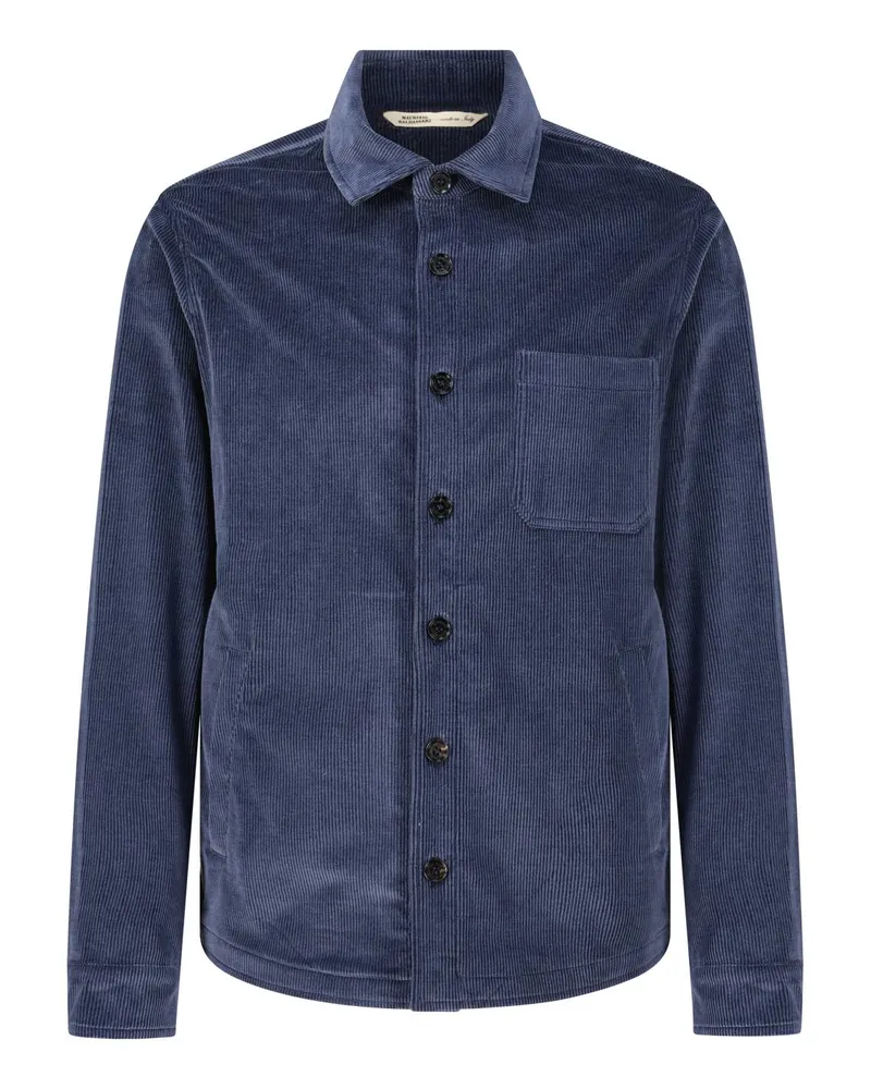 Maurizio Baldassari Hemdjacke aus Cord mit Kaschmir Blau