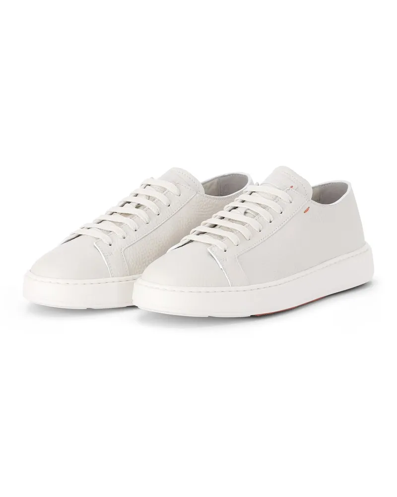 Santoni Sneaker aus Leder Hellgrau