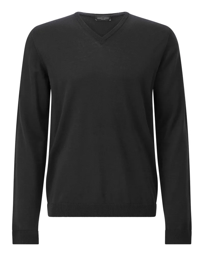 Roberto Collina Strickpullover mit V-Ausschnitt Schwarz