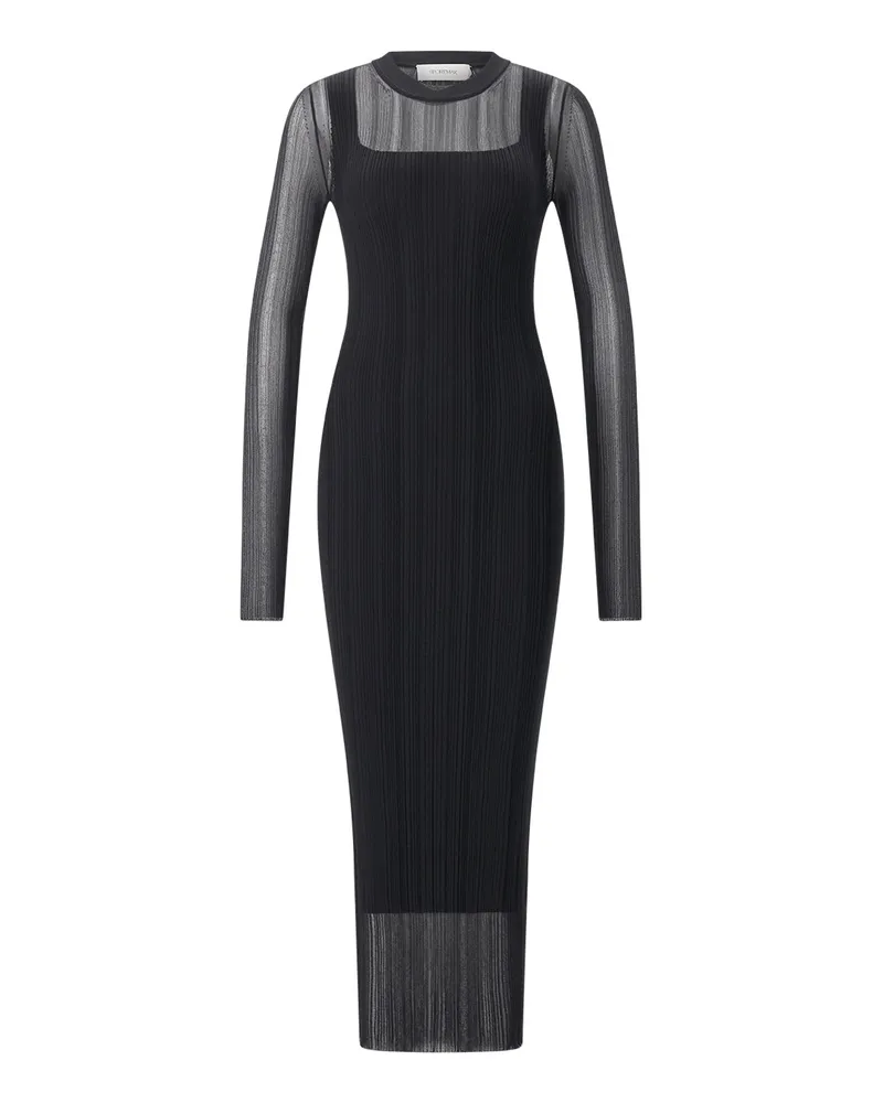 SPORTMAX Maxi-Kleid aus Ripp-Material Schwarz